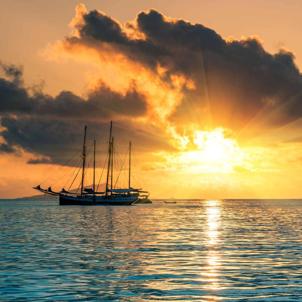 Private dhow at dawn, Zanzibar archipelago